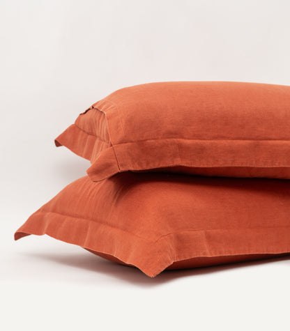 Bhumi Organic Cotton - Linen Pillow Cases (Pair) - Rust 