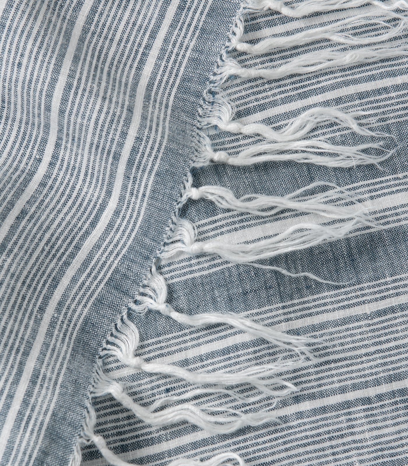 Bhumi Organic Cotton- Linen Throw - Indian Teal Stripe