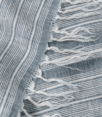 Bhumi Organic Cotton- Linen Throw - Indian Teal Stripe