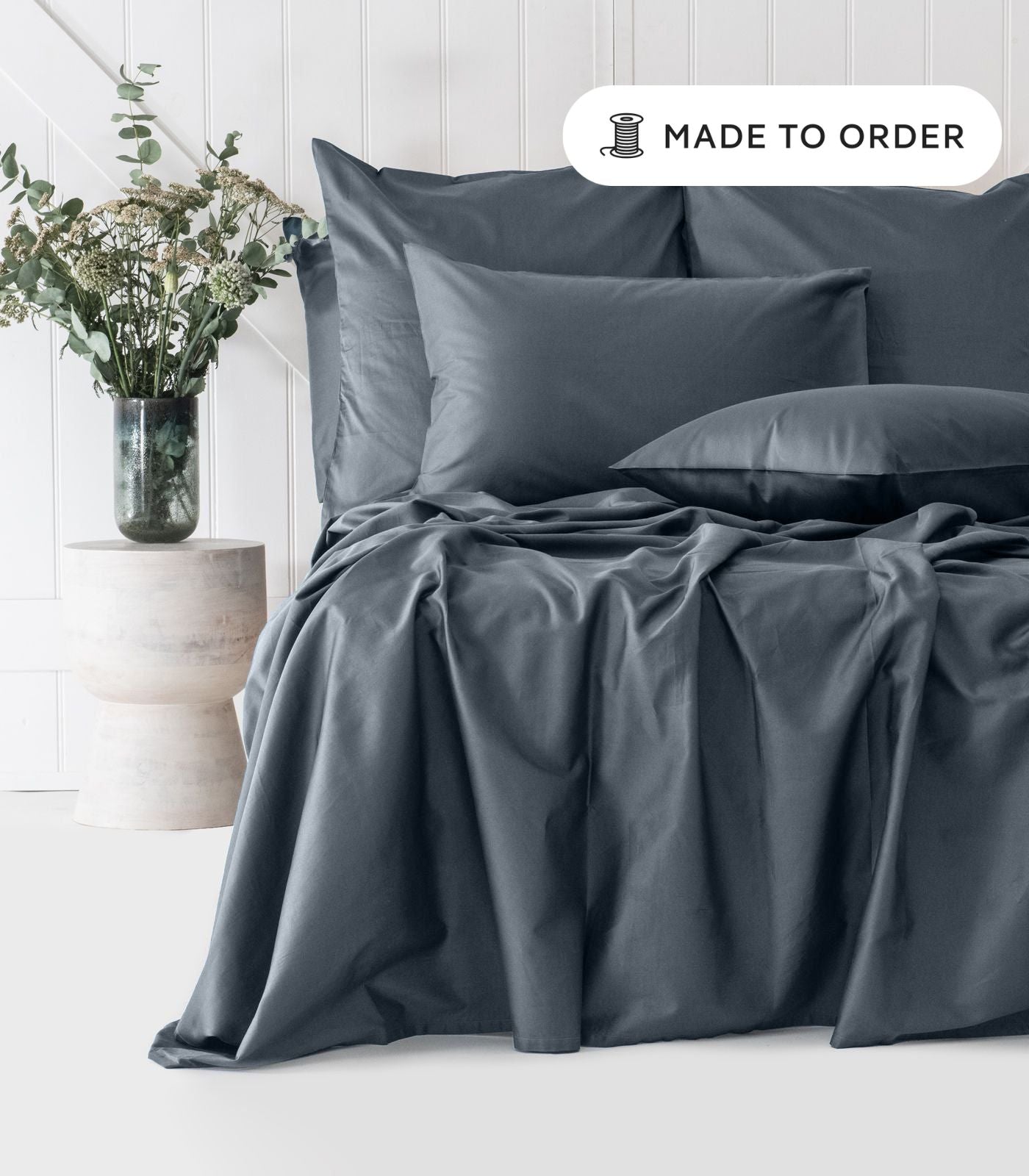 Bhumi Organic Cotton - Sateen Sheet Set - Made To Order - Orion Blue