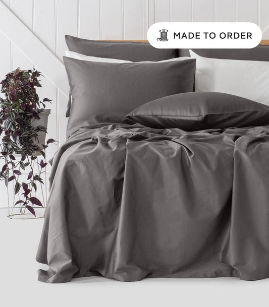 Bhumi Organic Cotton - Sateen Sheet Set - Made To Order - Silver Grey