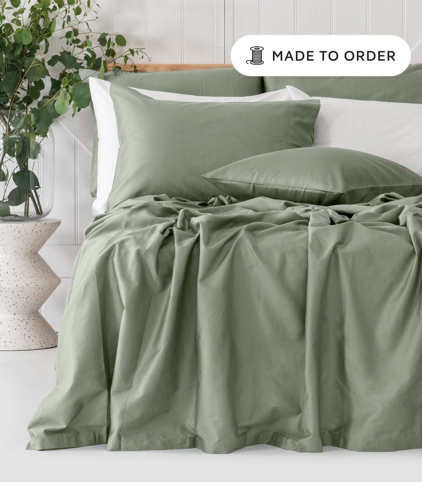 Bhumi Organic Cotton - Sateen Sheet Set - Made To Order - Sage