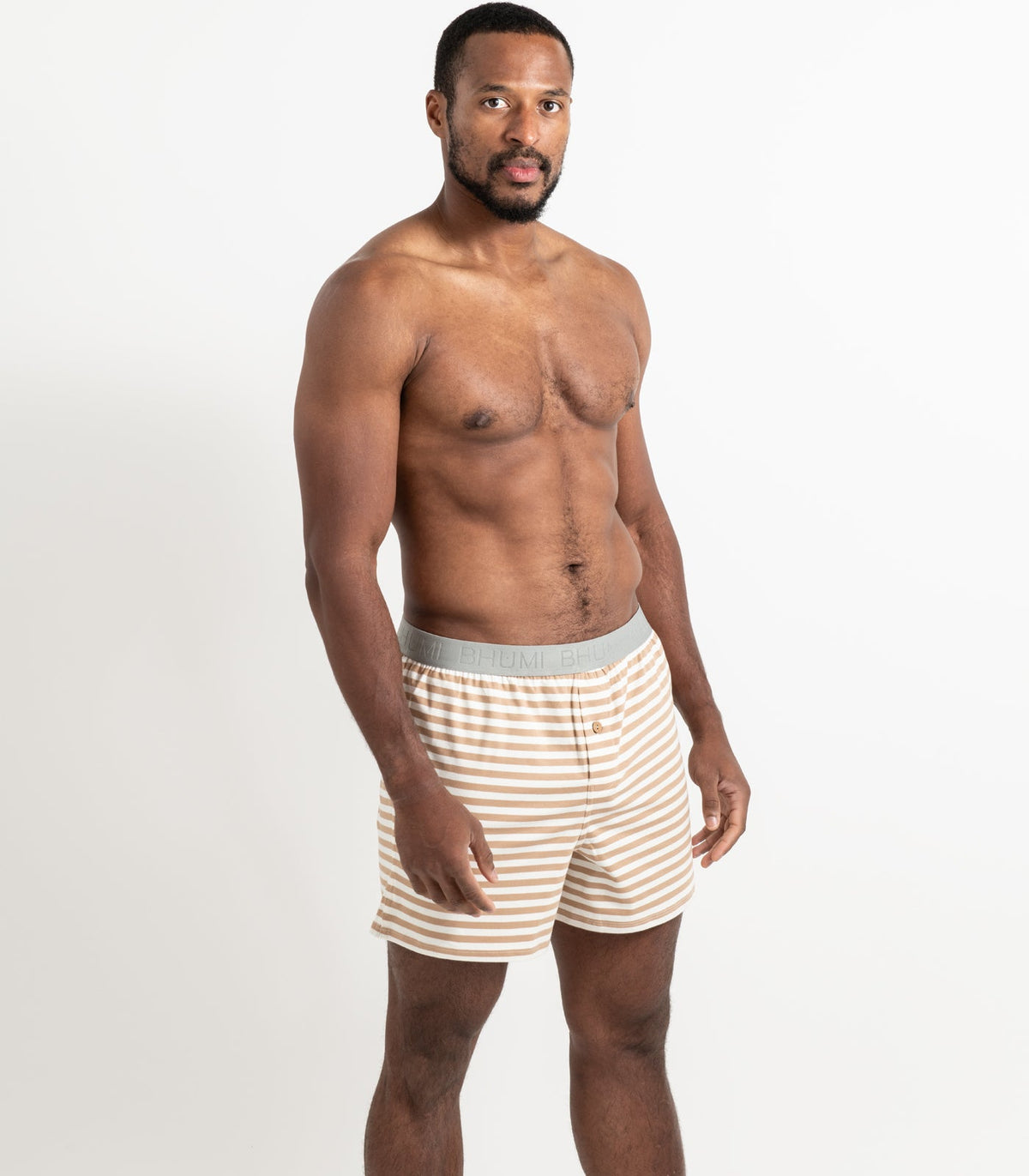 Bhumi Organic Cotton - The Original Boxers (2 Pack) - Tan Stripe