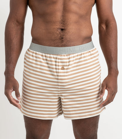 Bhumi Organic Cotton - The Original Boxers (2 Pack) - Tan Stripe