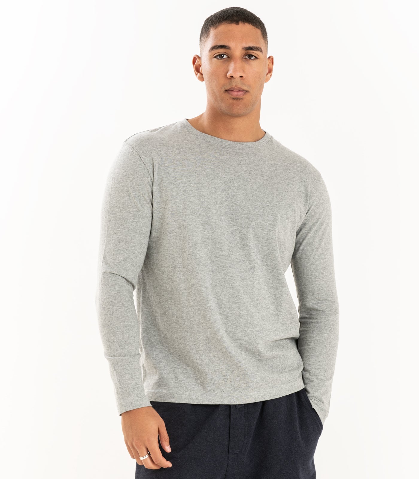 Bhumi Organic Cotton - Men’s Basic Long Sleeve Top (3 Pack) - Grey Melange