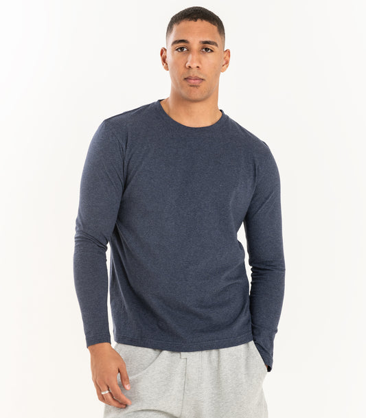 Bhumi Organic Cotton - Men's Basic Long Sleeve Shirt - Navy Melange