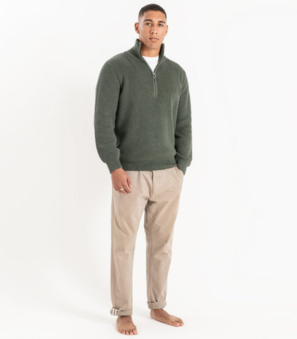Bhumi Organic Cotton - Zip Knit Sweater - Olive