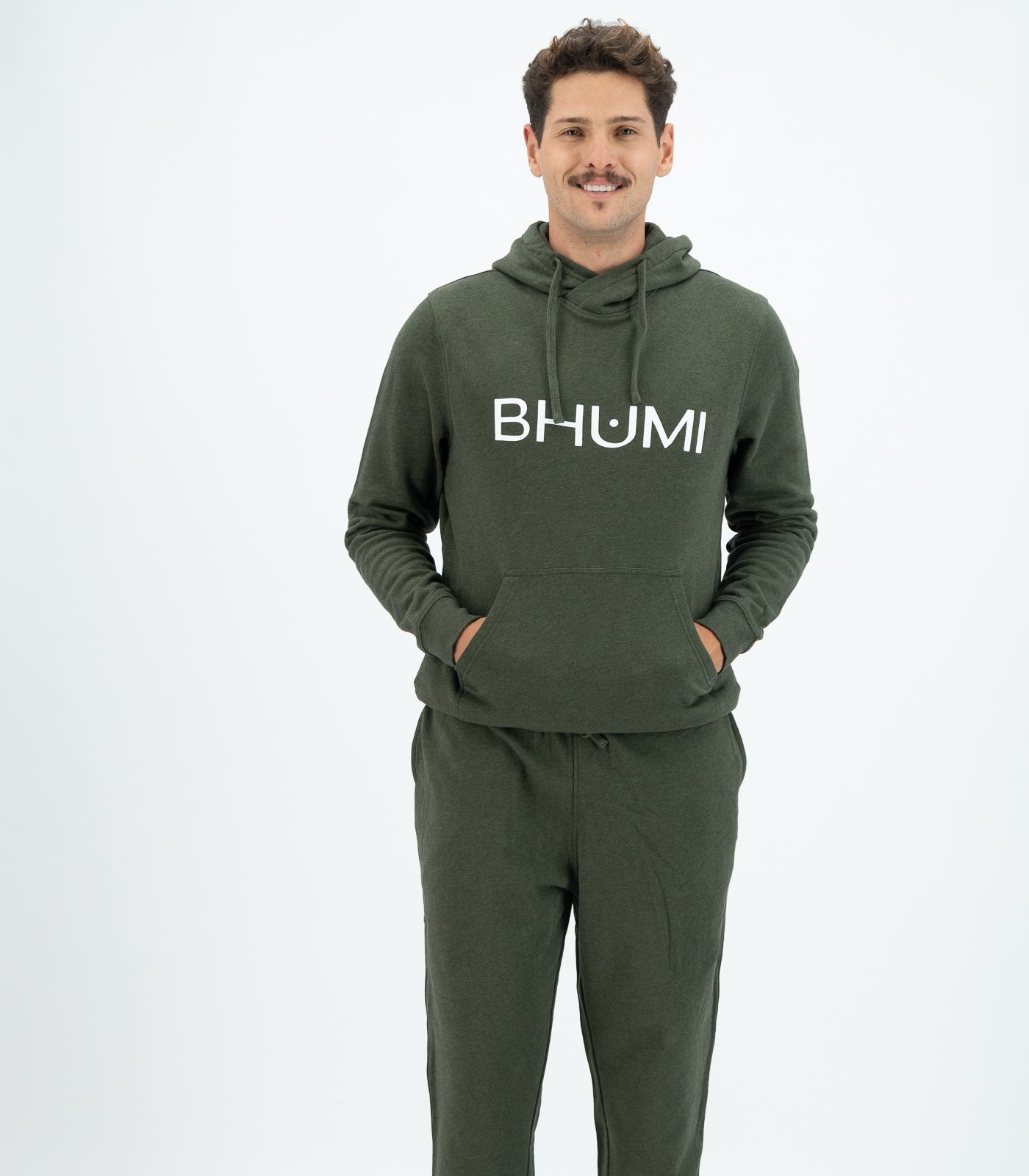Bhumi Organic Cotton - Men's Hoodie - Logo - Olive Melange