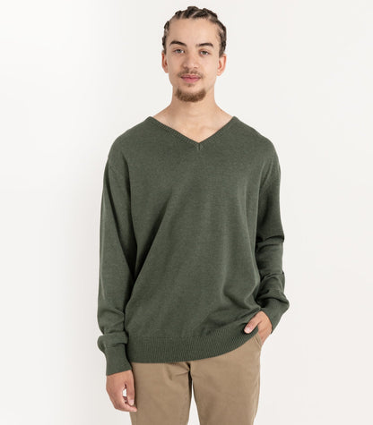Bhumi Organic Cotton - Mens Fine Knit V-Neck Sweater (3 pack) - Olive