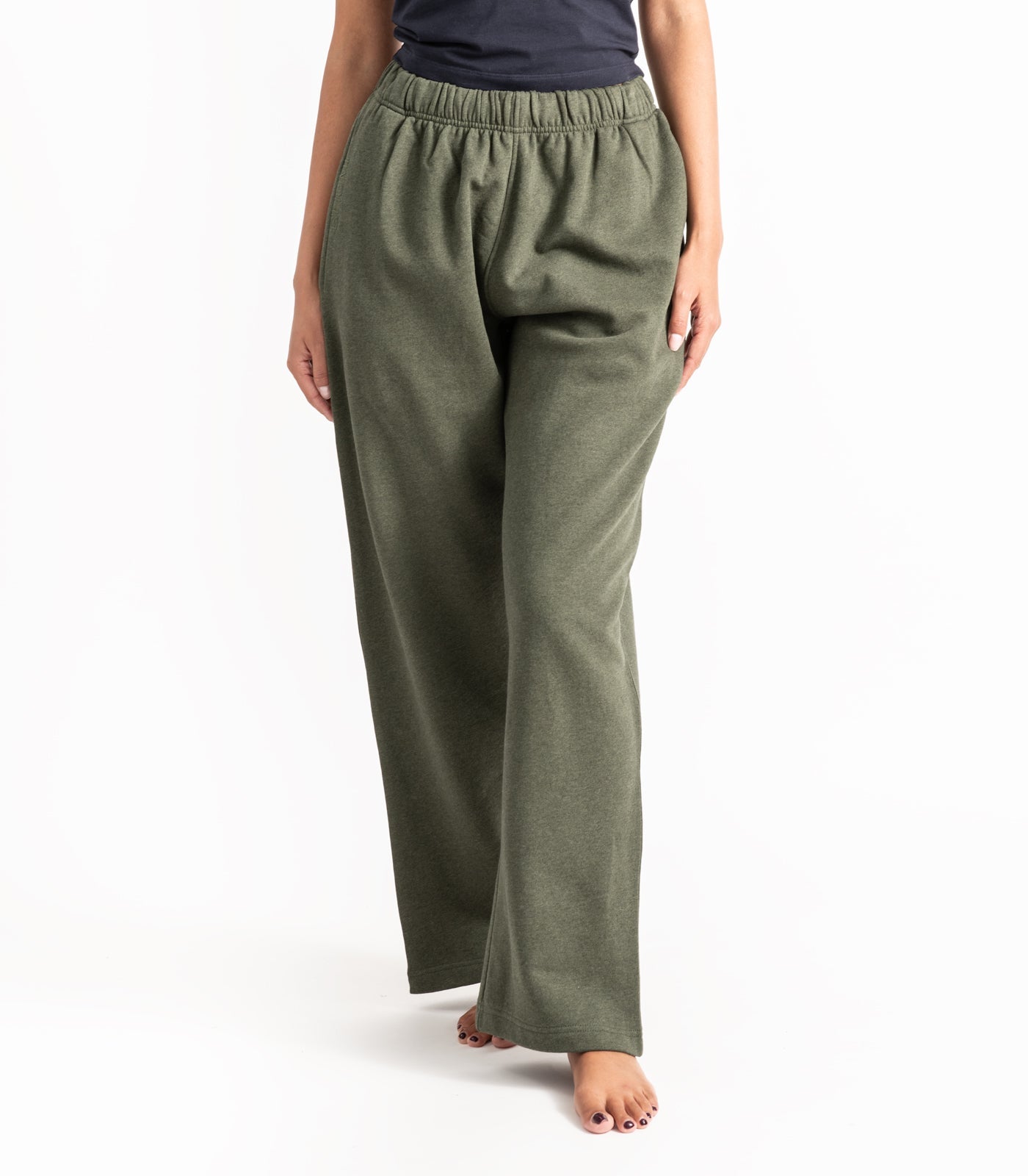 Bhumi Organic Cotton - Wide Leg Pant - Fleece - Green Melange