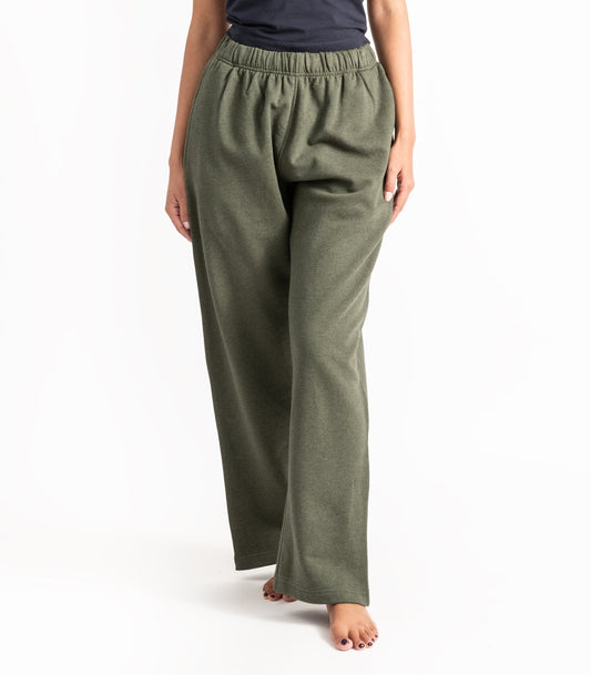 Bhumi Organic Cotton - Wide Leg Pant - Fleece - Green Melange