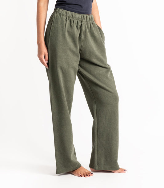 Bhumi Organic Cotton - Wide Leg Pant - Fleece - Green Melange