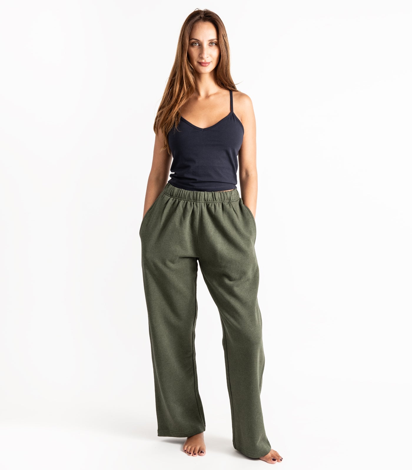 Bhumi Organic Cotton - Wide Leg Pant - Fleece - Green Melange