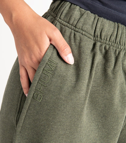 Bhumi Organic Cotton - Wide Leg Pant - Fleece - Green Melange