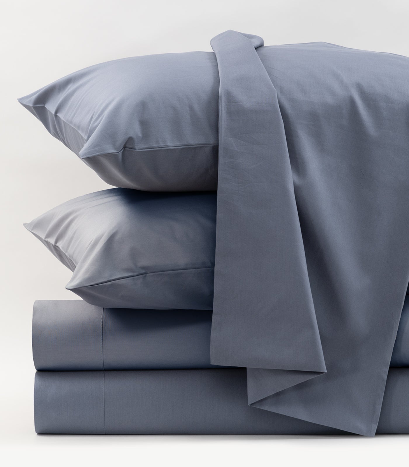 Bhumi Organic Cotton - Percale Sheet Set - Metallic Blue