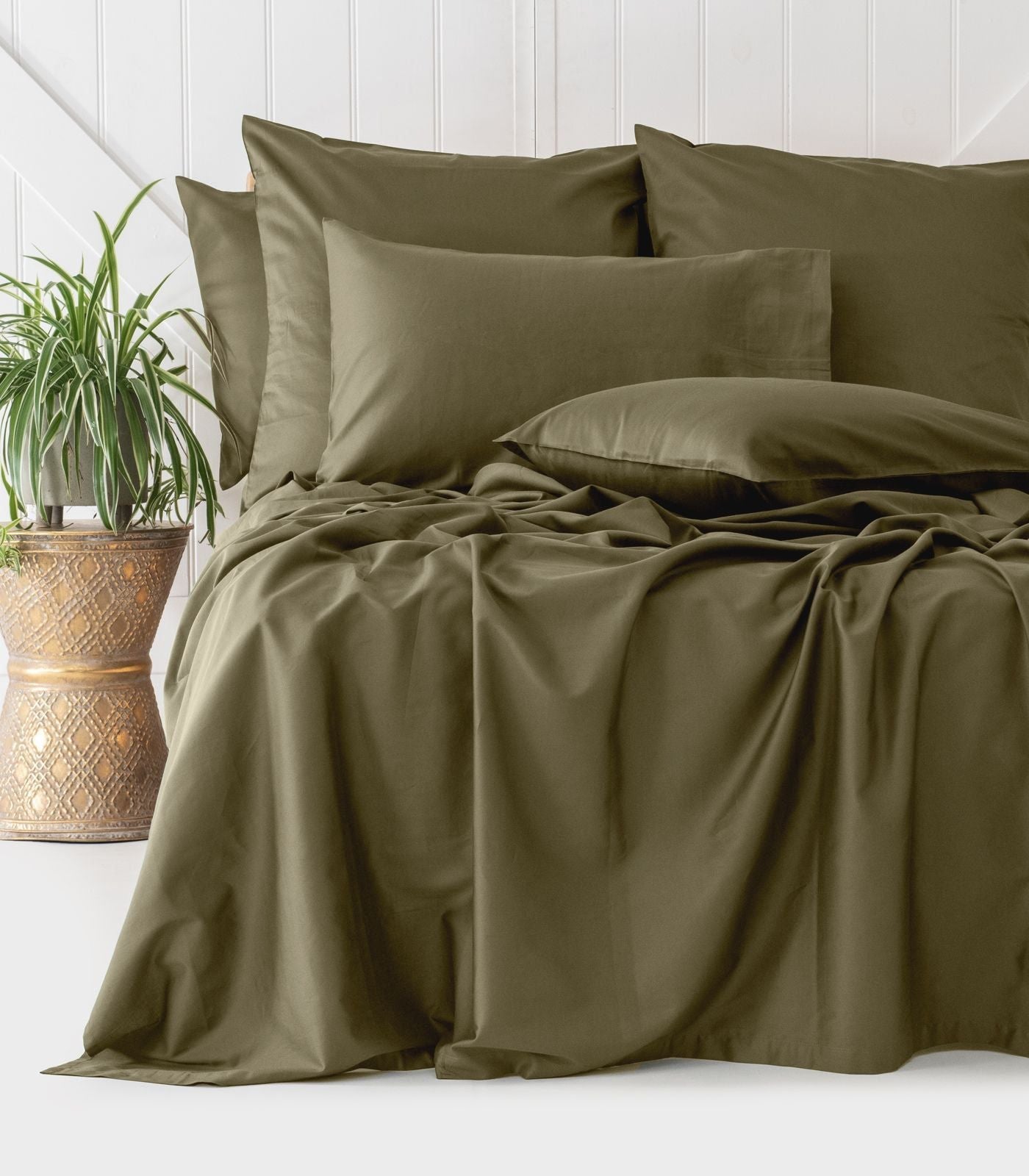 Bhumi Organic Cotton - Sateen Sheet Set - Martini Olive