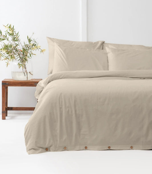 Bhumi Organic Cotton - Sateen Plain Duvert Cover - Oatmeal