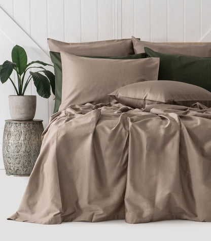 Bhumi Organic Cotton - Flat - Percale Sheet - Golden Taupe