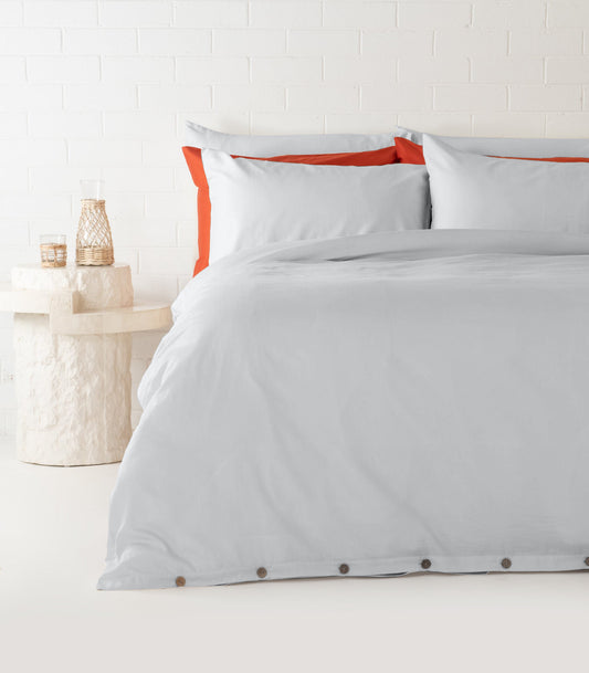 Bhumi Organic Cotton - Sateen Plain Quilt Cover - Glacier