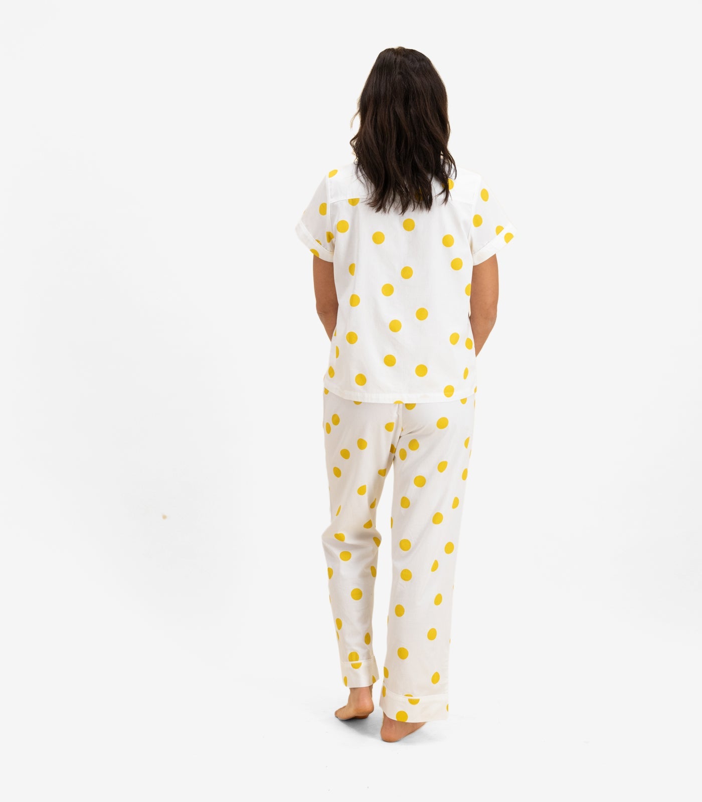 Bhumi Organic Cotton - Sateen Short Sleeve PJ Set - Mustard Dots