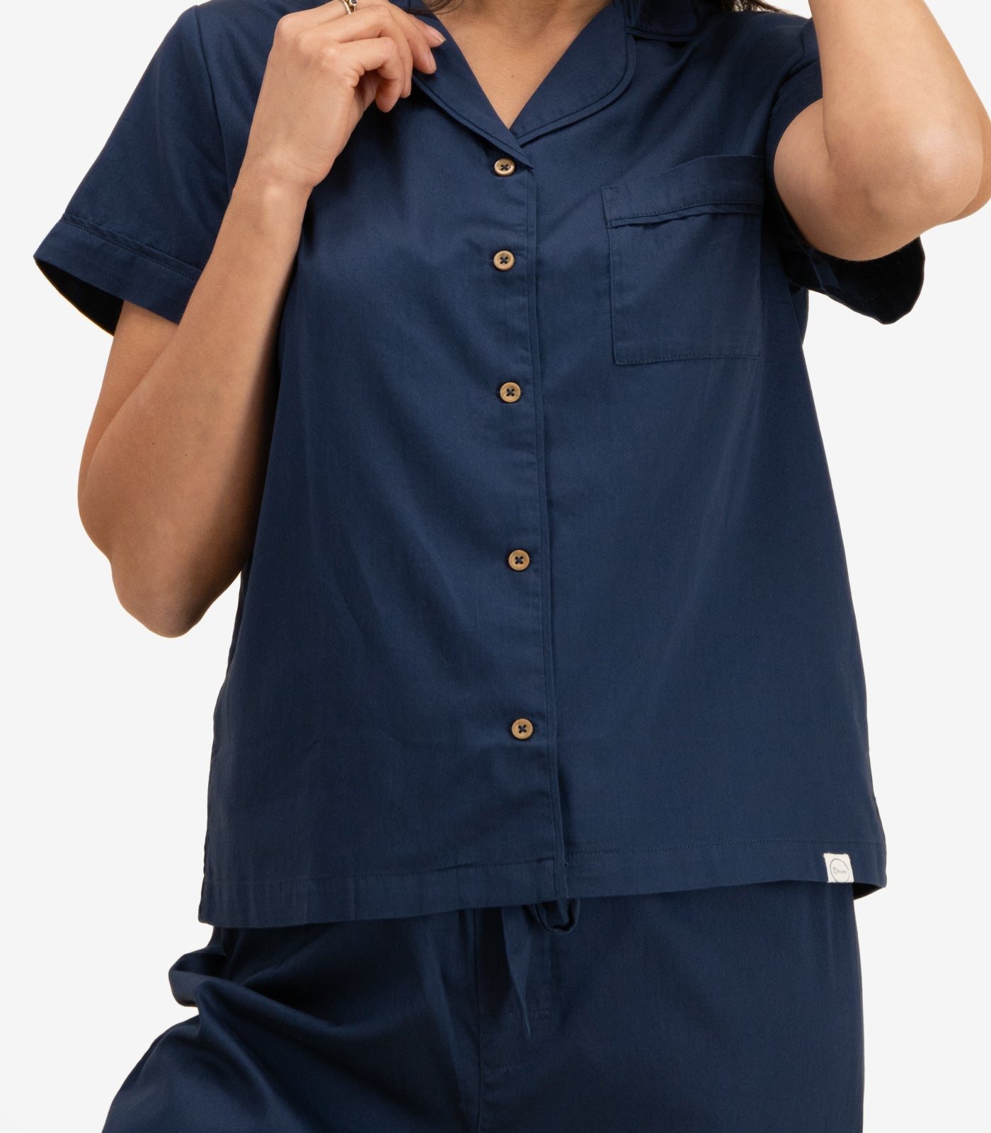Bhumi Organic Cotton - Sateen Short Sleeve PJ Set - Navy