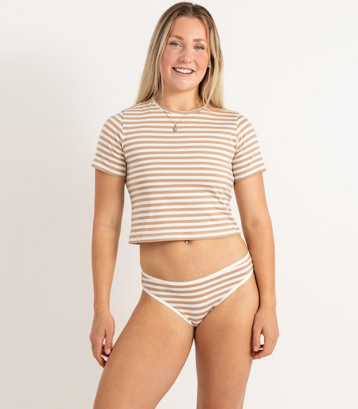 Bhumi Organic Cotton - New Bikini (2 Pack) - Tan Stripe