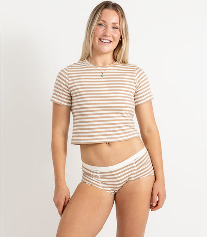 Bhumi Organic Cotton - Boy Short (2 Pack) - Tan Stripe