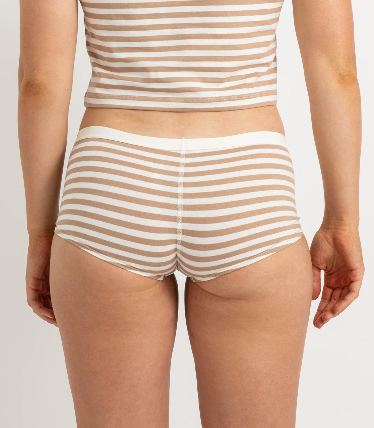 Bhumi Organic Cotton - Boy Short (2 Pack) - Tan Stripe