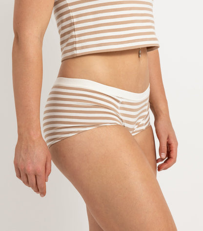 Bhumi Organic Cotton - Boy Short (2 Pack) - Tan Stripe