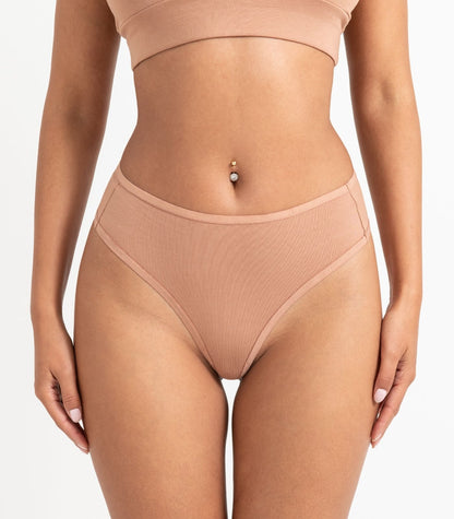 Bhumi Organic Cotton - High Rise G String (2 Pack) - Mocha Mousse