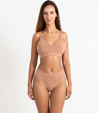 Bhumi Organic Cotton - High Rise G String (2 Pack) - Mocha Mousse