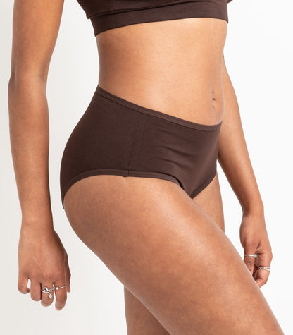 Bhumi Organic Cotton - Hi Cut Brief (2 Pack) - Coffee Bean