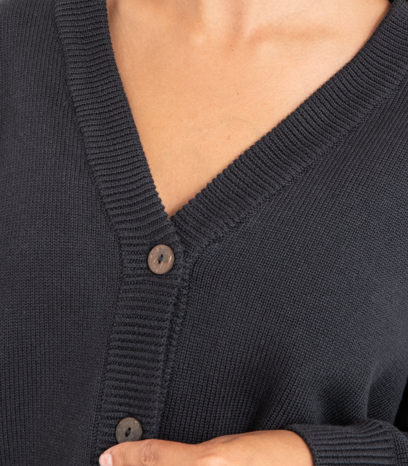 Bhumi Organic Cotton - Chunky Knit Cardigan - Charcoal
