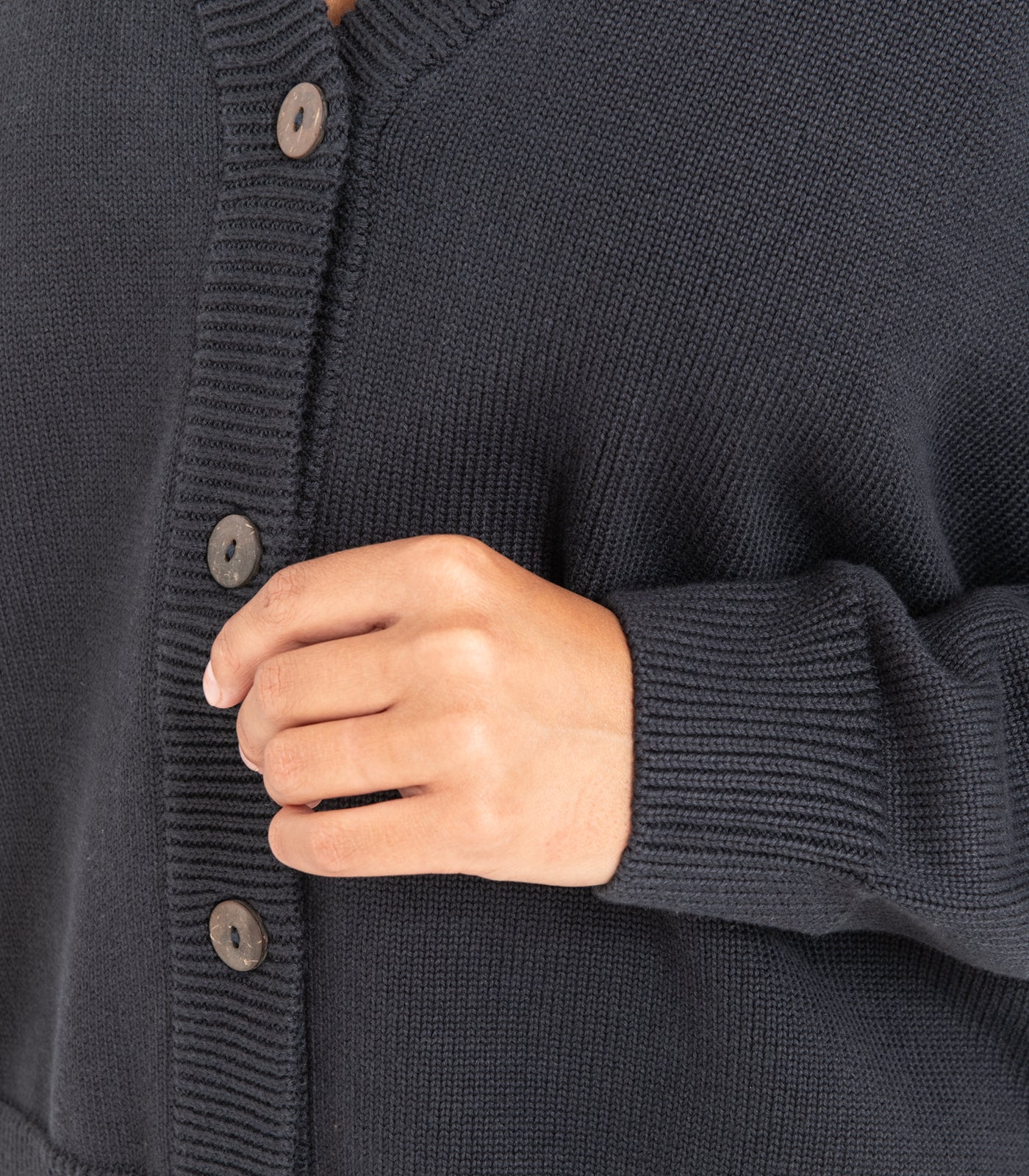 Bhumi Organic Cotton - Chunky Knit Cardigan - Charcoal