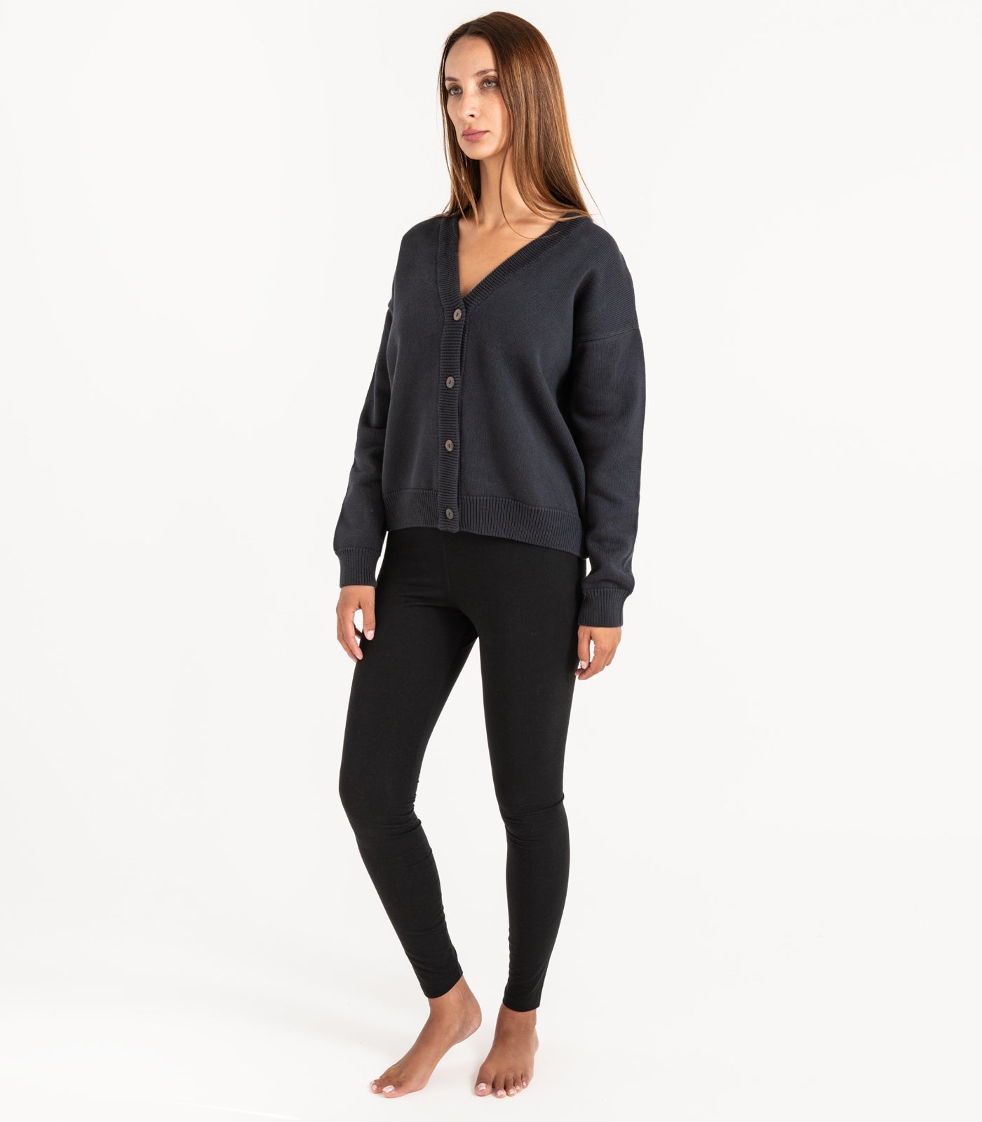 Bhumi Organic Cotton - Chunky Knit Cardigan - Charcoal