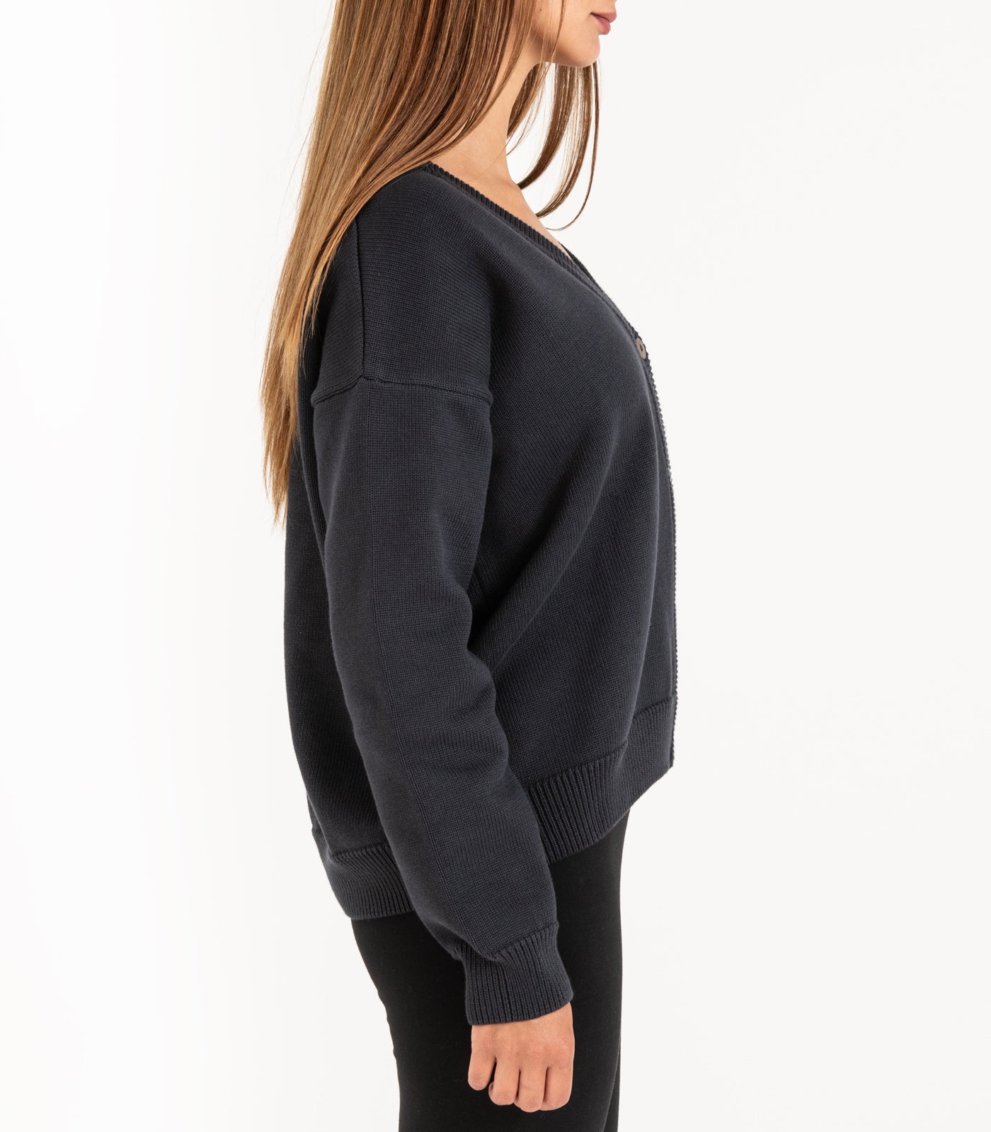 Bhumi Organic Cotton - Chunky Knit Cardigan - Charcoal
