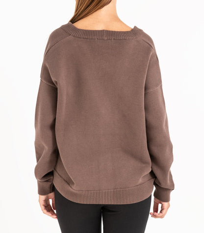 Bhumi Organic Cotton - Chunky Knit Cardigan - Chocolate
