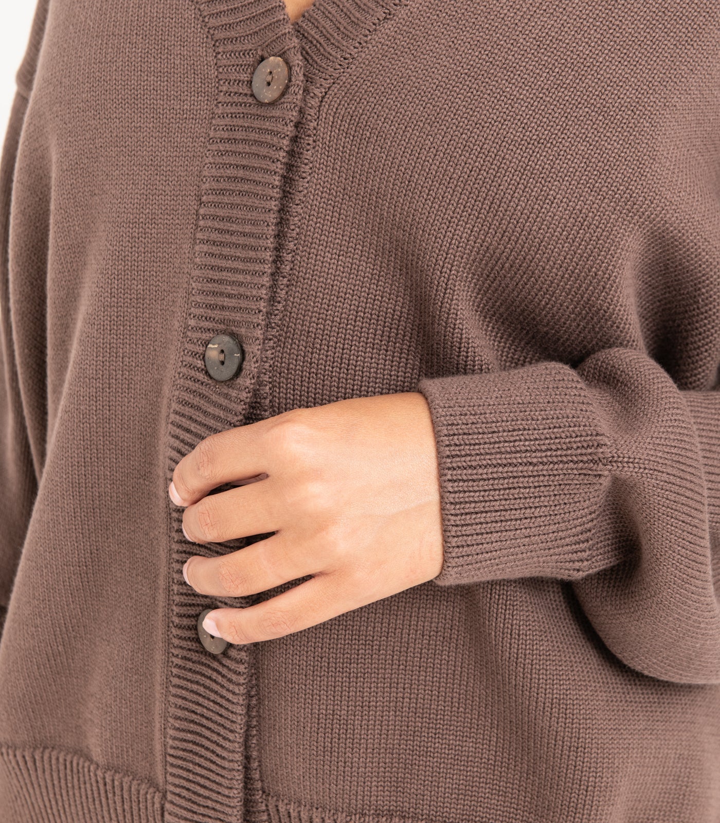 Bhumi Organic Cotton - Chunky Knit Cardigan - Chocolate