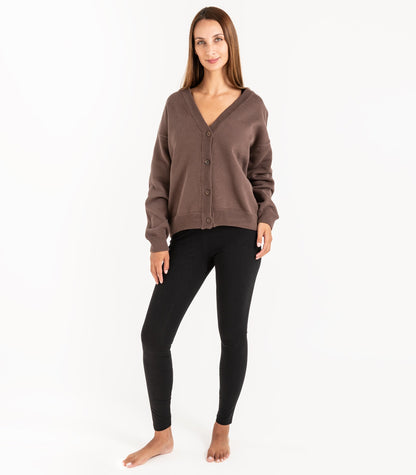 Bhumi Organic Cotton - Chunky Knit Cardigan - Chocolate