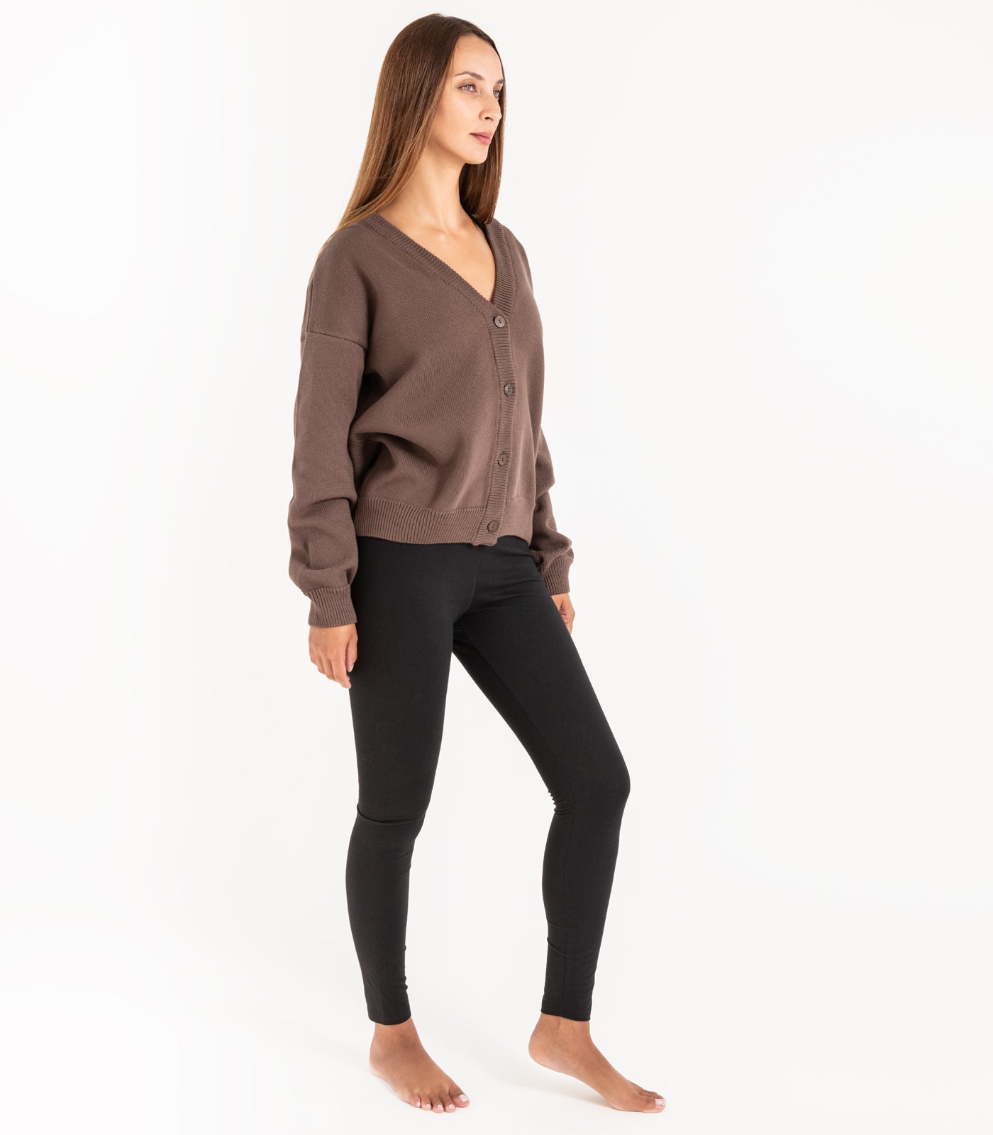 Bhumi Organic Cotton - Chunky Knit Cardigan - Chocolate