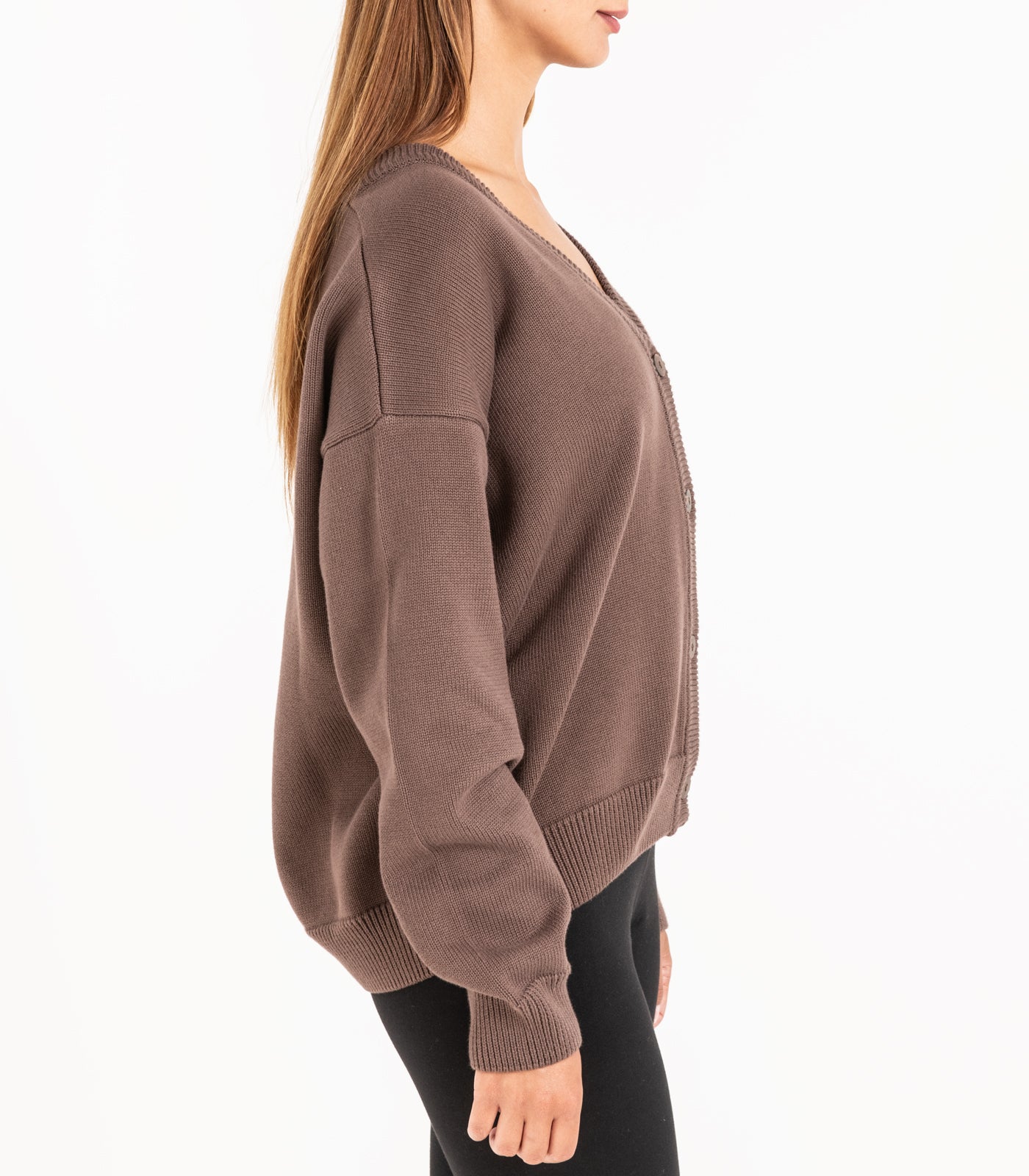 Bhumi Organic Cotton - Chunky Knit Cardigan - Chocolate