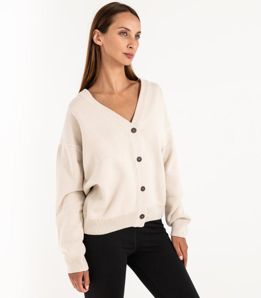 Bhumi Organic Cotton - Chunky Knit Cardigan - Oatmeal