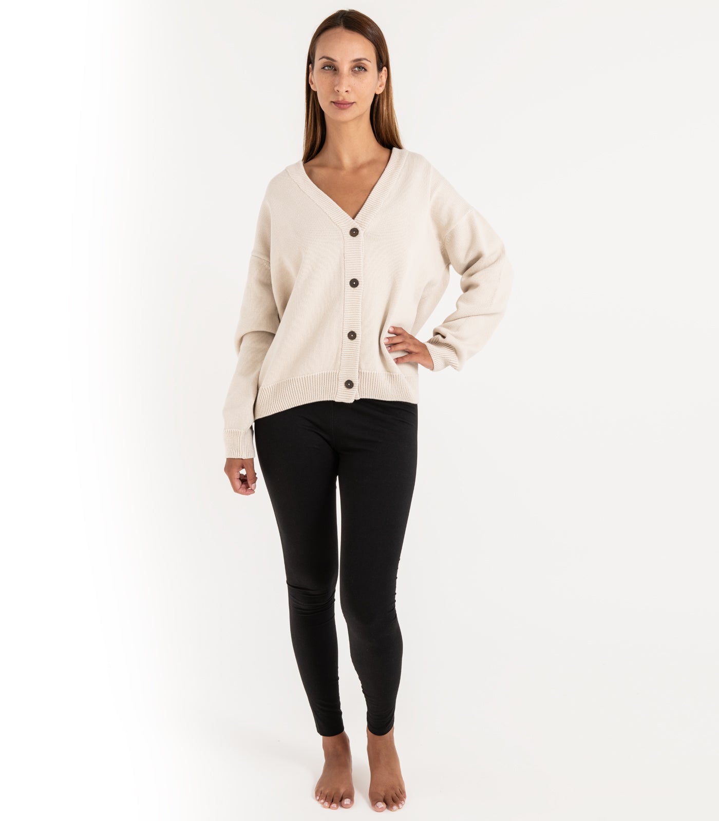 Bhumi Organic Cotton - Chunky Knit Cardigan - Oatmeal