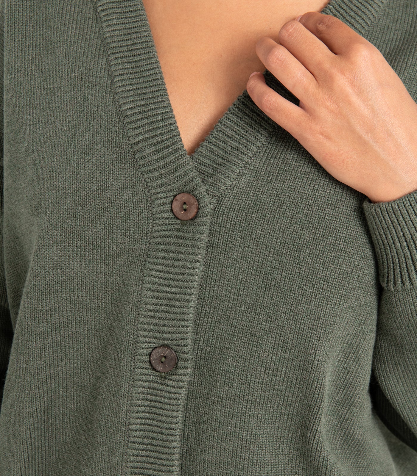Bhumi Organic Cotton - Chunky Knit Cardigan - Olive
