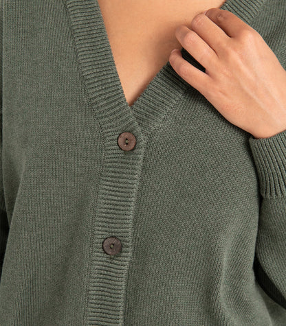 Bhumi Organic Cotton - Chunky Knit Cardigan - Olive