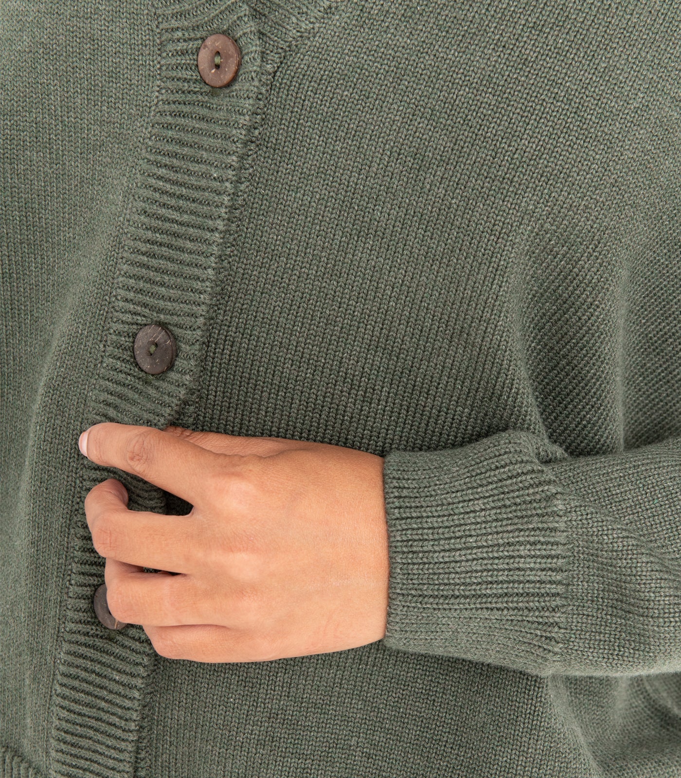 Bhumi Organic Cotton - Chunky Knit Cardigan - Olive