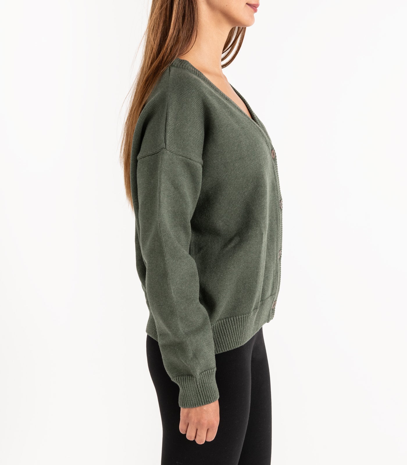 Bhumi Organic Cotton - Chunky Knit Cardigan - Olive