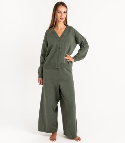 Bhumi Organic Cotton - Chunky Knit Cardigan - Olive