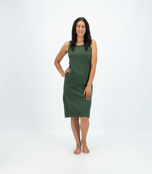 Bhumi Organic Cotton - Long Singlet Dress - Kombu Green