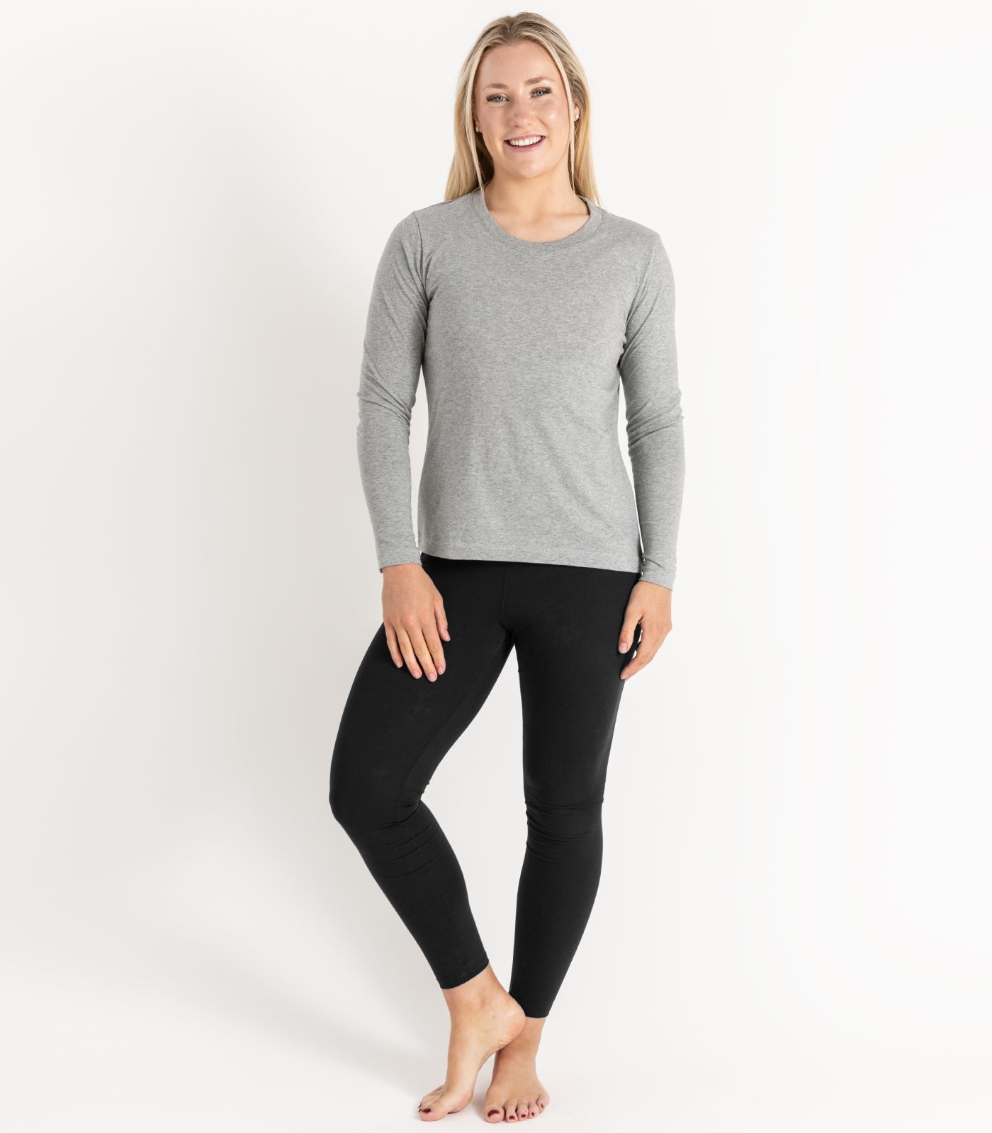 Bhumi Organic Cotton - Basic Long Sleeve Top - New Arrival - Grey Melange